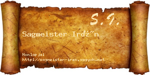 Sagmeister Irén névjegykártya